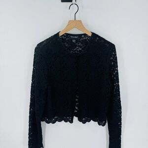 Connected Black Lace Bolero Cardigan Cropped Whimsigoth Size L Dark Fairycore